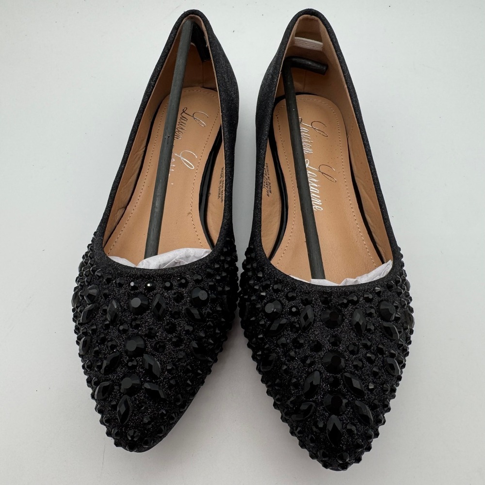 Lauren Lorraine Kelsey Womens Ballet Flats Black Beaded Shoes Size 7.5 New - Picture 5 of 8